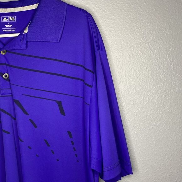 Adidas Golf Purple Black Button Up Polo Size Large - Picture 3 of 10
